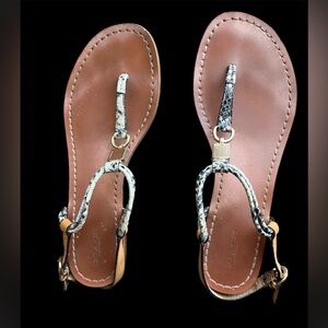 Coach Charlene Snake Print & Gold Thong Sandals Coachella Boho 🌵☀️🕶️